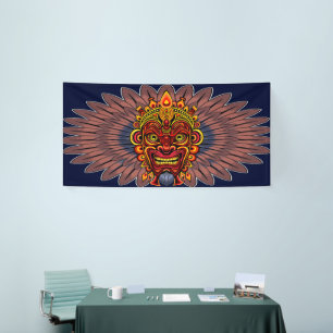 Tribal Warrior King Ritual Mask Banner