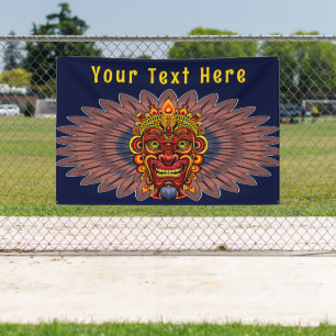 Tribal Warrior King Ritual Mask Banner