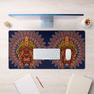Tribal Warrior King Ritual Mask Desk Mat