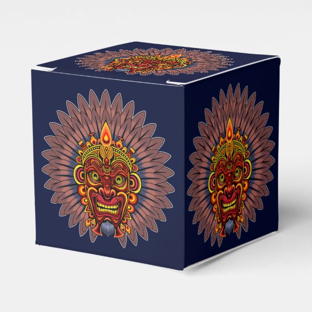 Tribal Warrior King Ritual Mask Favour Box (Front Side)