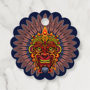 Tribal Warrior King Ritual Mask Favour Tags