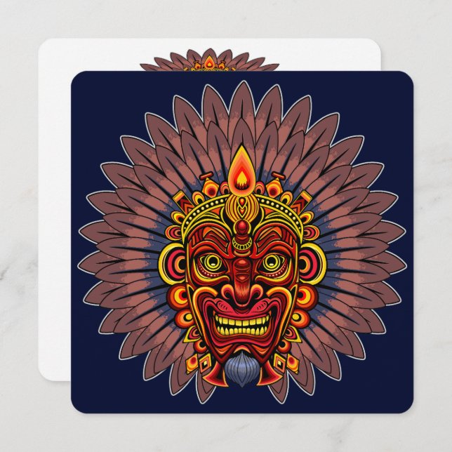 Tribal Warrior King Ritual Mask Invitation (Front/Back)