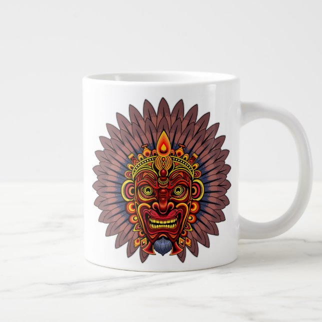 Tribal Warrior King Ritual Mask Large Coffee Mug (Right)