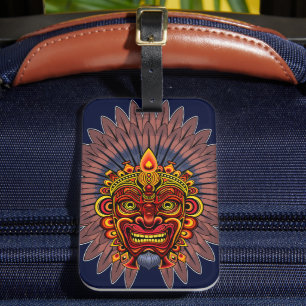 Tribal Warrior King Ritual Mask Luggage Tag