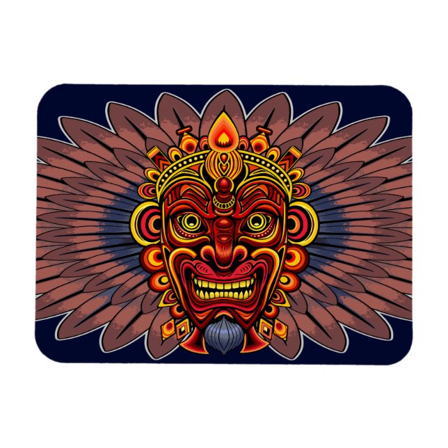 Tribal Warrior King Ritual Mask Magnet (Horizontal)