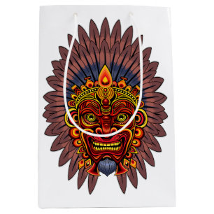 Tribal Warrior King Ritual Mask Medium Gift Bag