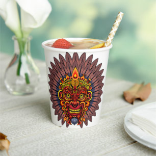 Tribal Warrior King Ritual Mask Paper Cups