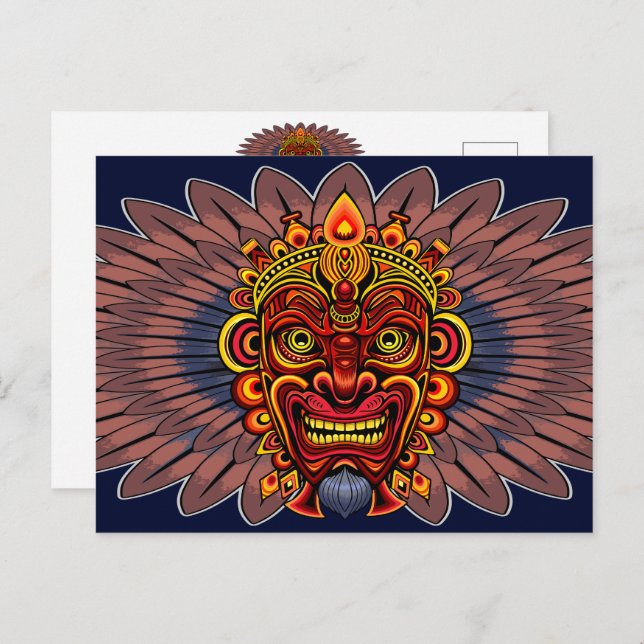 Tribal Warrior King Ritual Mask Postcard (Front/Back)