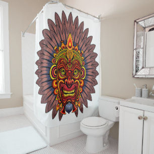 Tribal Warrior King Ritual Mask Shower Curtain