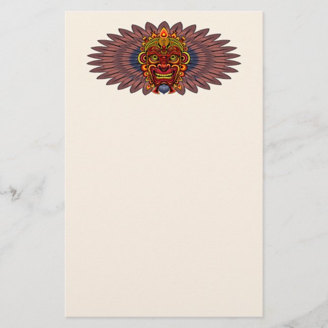 Tribal Warrior King Ritual Mask Stationery (Front)