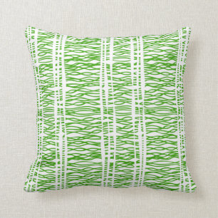 Tribal weave green & white throw pillow