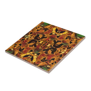 Tribal Western Native Brown Green Red Pattern Tile