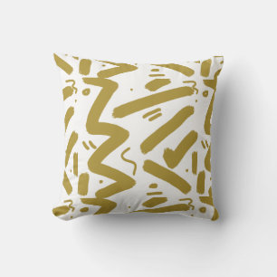 Tribal White and Gold Cushion