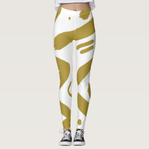 Tribal White and Gold Leggings