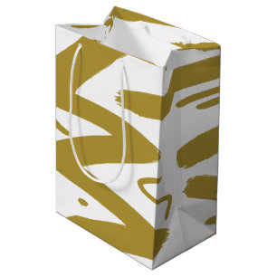 Tribal White and Gold  Medium Gift Bag