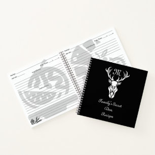 Tribal White Deer Silhouette Monogram Venison Notebook