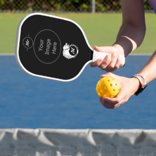 Tribal White Wolf Head Silhouette Laurel Monogram Pickleball Paddle