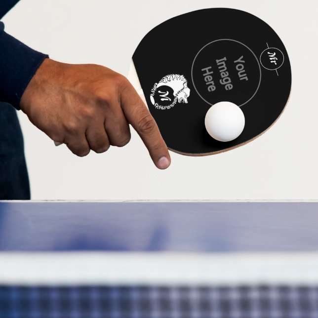 Tribal White Wolf Head Silhouette Laurel Monogram Ping Pong Paddle (Insitu)