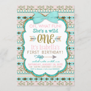 Tribal Wild One Birthday Party Invitation