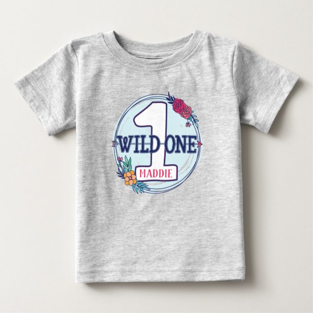 Tribal Wild One Personalised First Birthday Baby T-Shirt (Front)