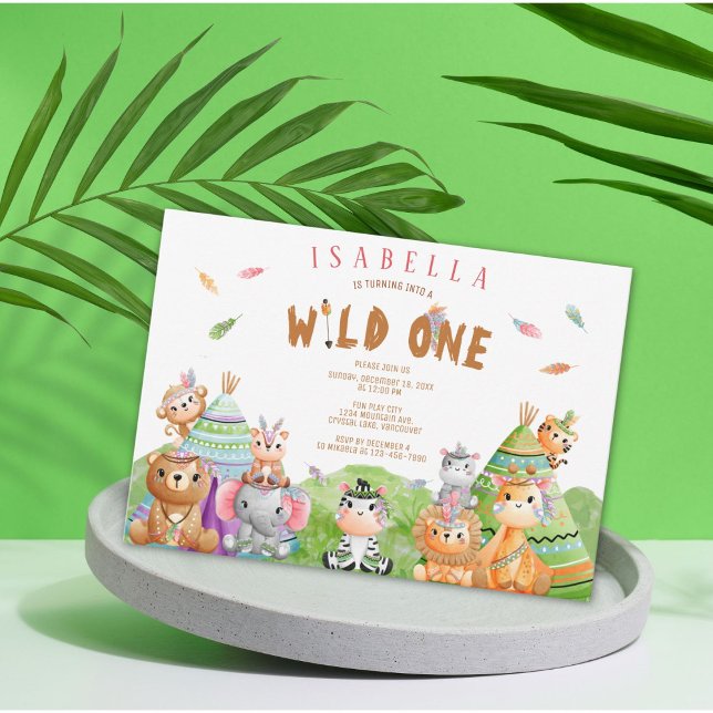 Tribal Wild One Safari Woodland Birthday  Invitation (Creator Uploaded)