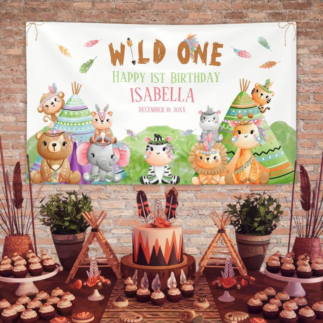 Tribal Wild One Woodland Safari Birthday Party Banner (Creator Uploaded)