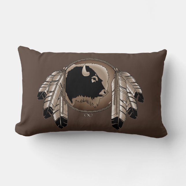 Tribal Wildlife Pillow Native Art Buffalo Pillows (Front)