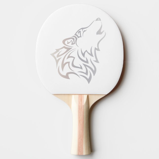 Tribal Wolf Animal Beige White Ping Pong Paddle (Back)