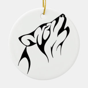 Tribal Wolf Ceramic Tree Decoration