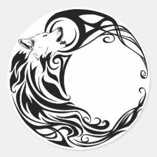 Tribal Wolf Classic Round Sticker