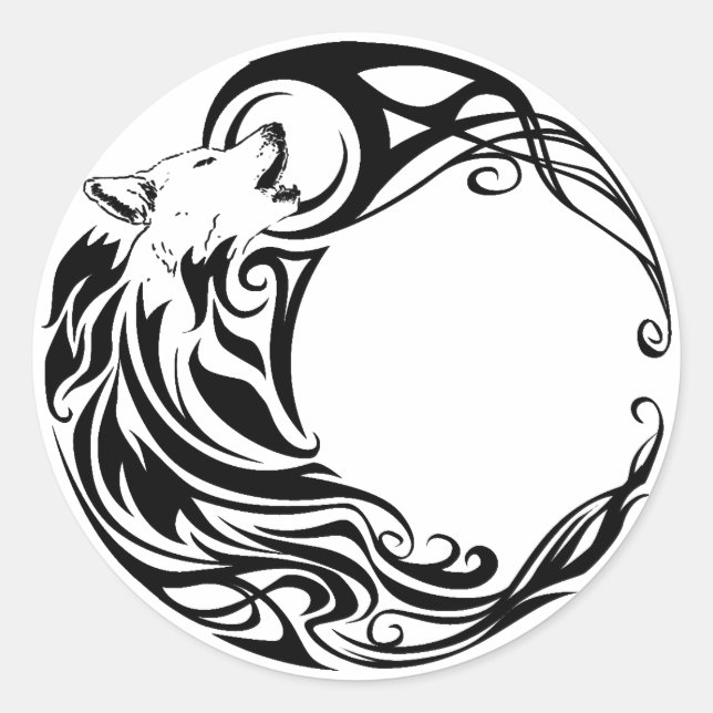 Tribal Wolf Classic Round Sticker (Front)