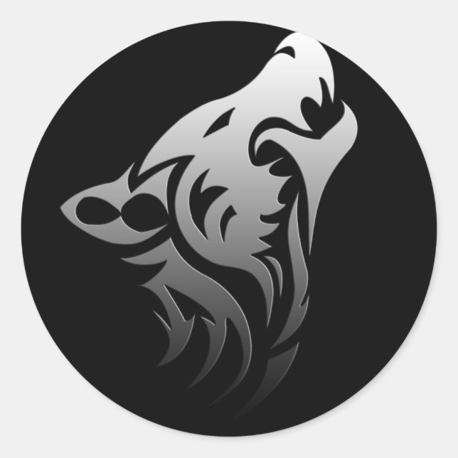Tribal Wolf Classic Round Sticker (Front)