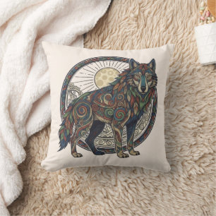 Tribal Wolf Cushion