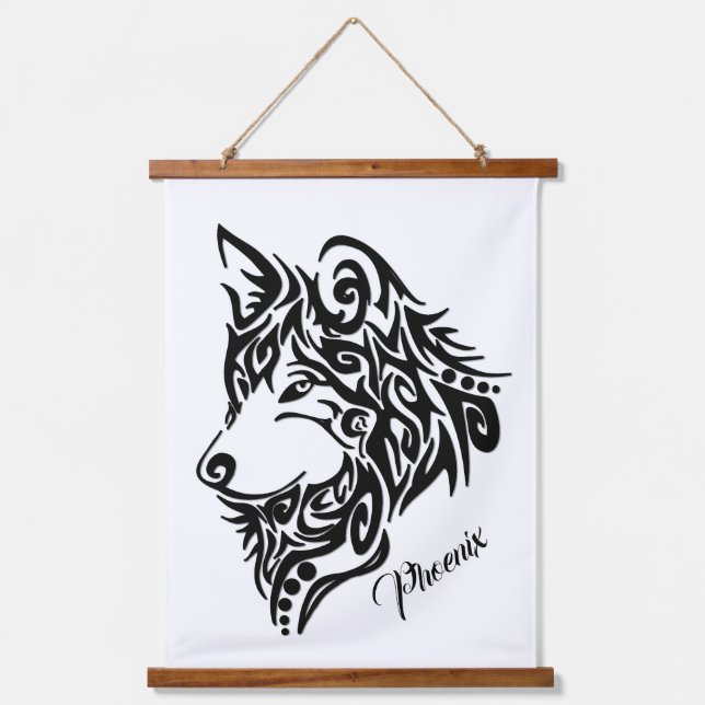Tribal Wolf Hanging Tapestry (Front)