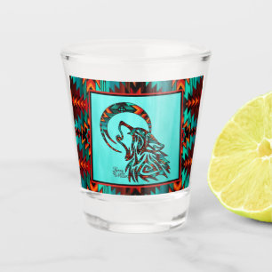 Tribal Wolf Howling At The Moon Shot Glass