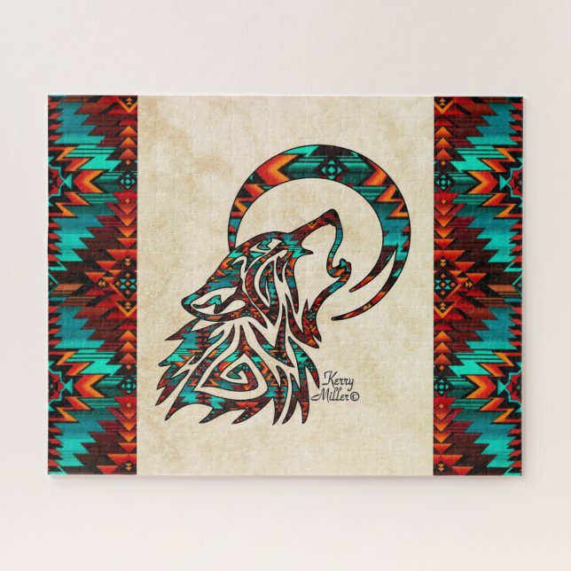 Tribal Wolf Jigsaw Puzzle (Horizontal)