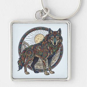 Tribal Wolf Key Ring