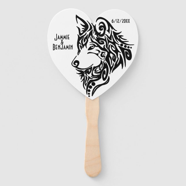 Tribal Wolf Names Hand Fan (Front)