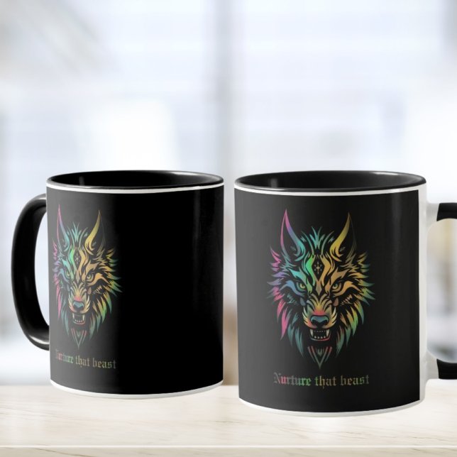 Tribal Wolf Patch – "Nurture That Beast" Mug (Creator Uploaded)