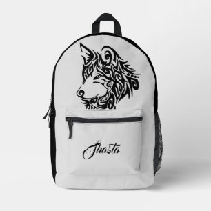 Tribal Wolf Personalised  Printed Backpack