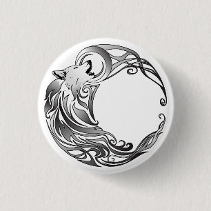 Tribal Wolf - Shaded 3 Cm Round Badge