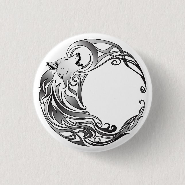 Tribal Wolf - Shaded 3 Cm Round Badge (Front)