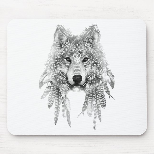 Tribal Wolf Spirit Mouse Pad (Front)
