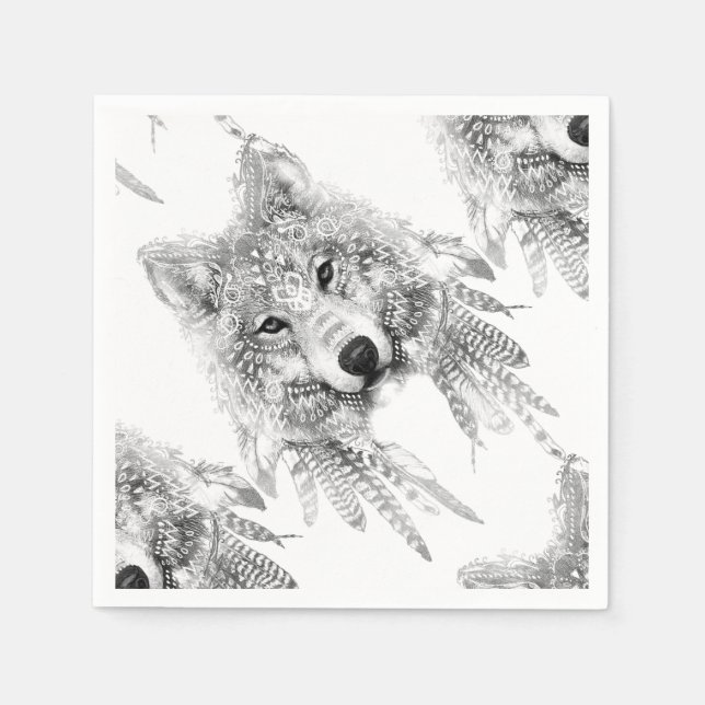 Tribal Wolf Spirit Napkin (Front)
