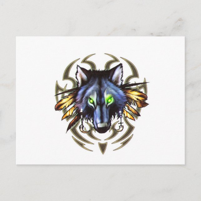 Tribal wolf tattoo design postcard (Front)