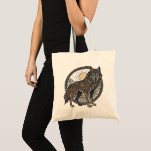 Tribal Wolf Tote Bag
