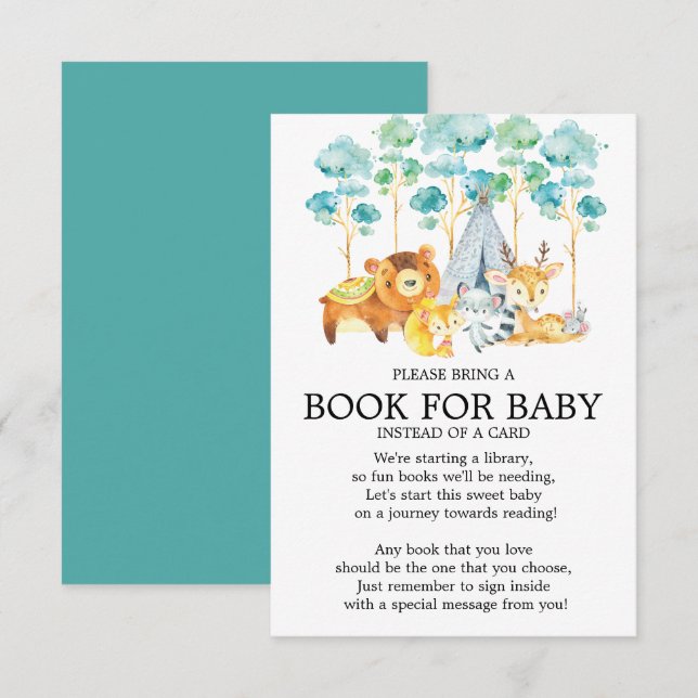 Tribal Woodland Animals Baby Shower Book for Baby Invitation (Front/Back)