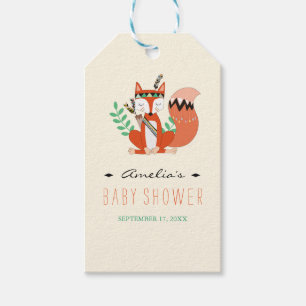 Tribal Woodland Fox Baby Shower Gift Tags