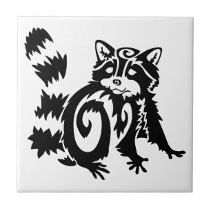 Tribal Woodland Raccoon Design Tile