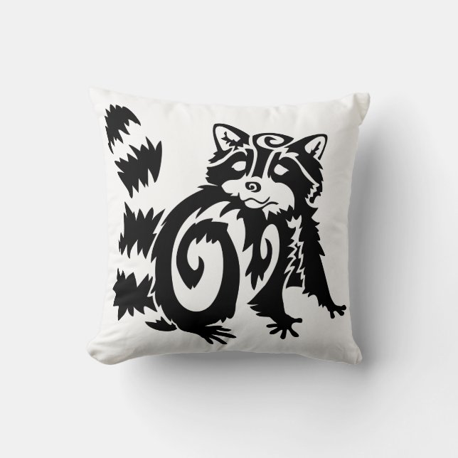 Tribal Woodland Racoon Design Cushion (Front)